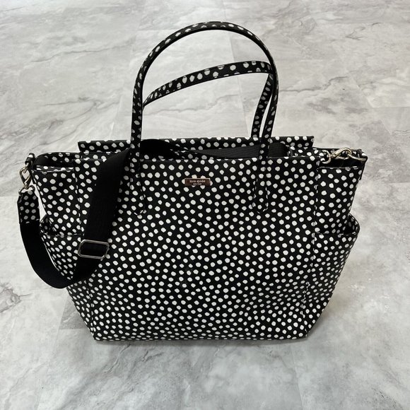 kate spade Handbags - Kate Spade Baby Diaper Bag Black Polka‎ Dot Kaylie Changing Pad Shoulder Strap